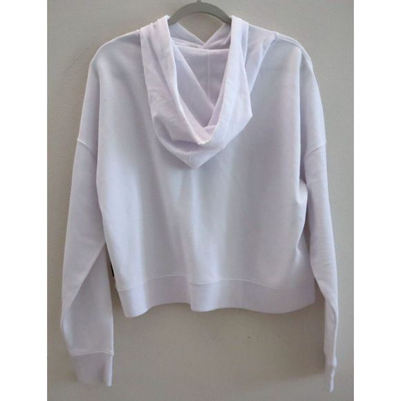 Calvin Klein CJRT1994 Women Sz M White Studded Logo Graphic Hoodie Sweatshirt $7 - Picture 2 of 10